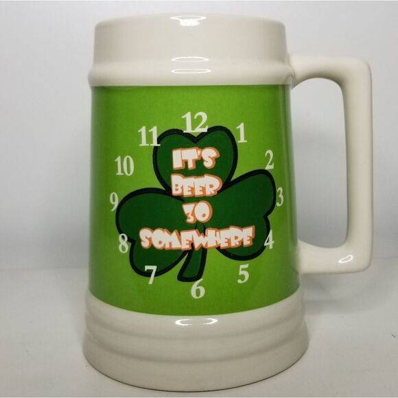 St. Patrick's Day Irish Ceramic Stein Large Mug / It's Beer 30 Somewhere 44oz - Picture 3 of 11